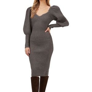 NWT ASTR The Label Womens Jansen Sweater Dress, Ash Brown, XS